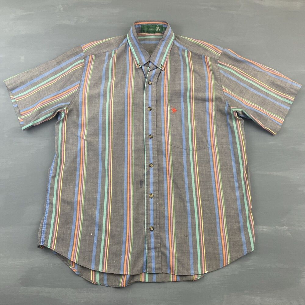 Vintage 90s Knights of the Round Table Shirt Mens L Vertical Striped Grunge Thin